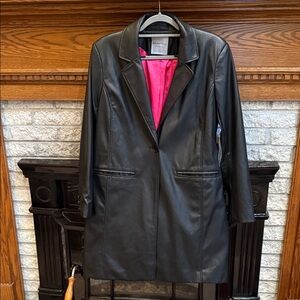 BAGATELLE Collection Women's Black Vegan Leather Coat with tags- NWT - Large
